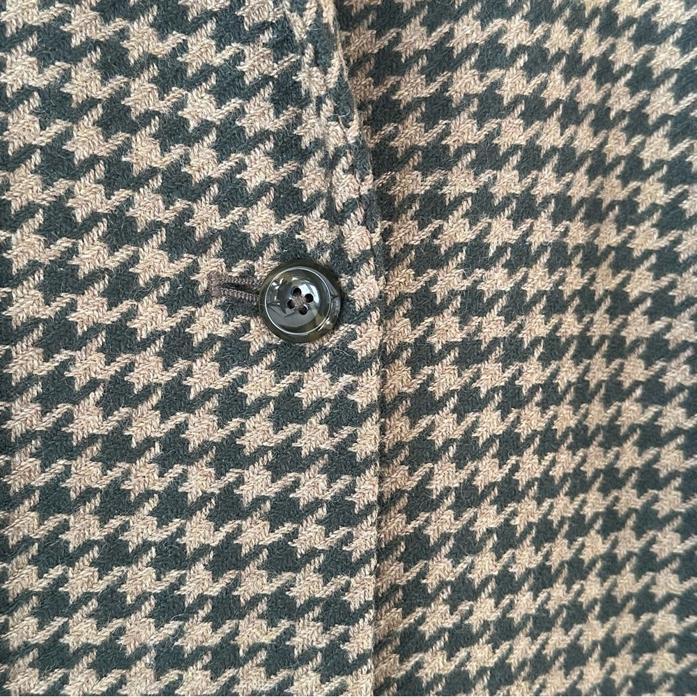 Vintage 90’s Houndstooth Blazer Jacket 12 Forest Green & Tan Academia Poetcore - Picture 5 of 8